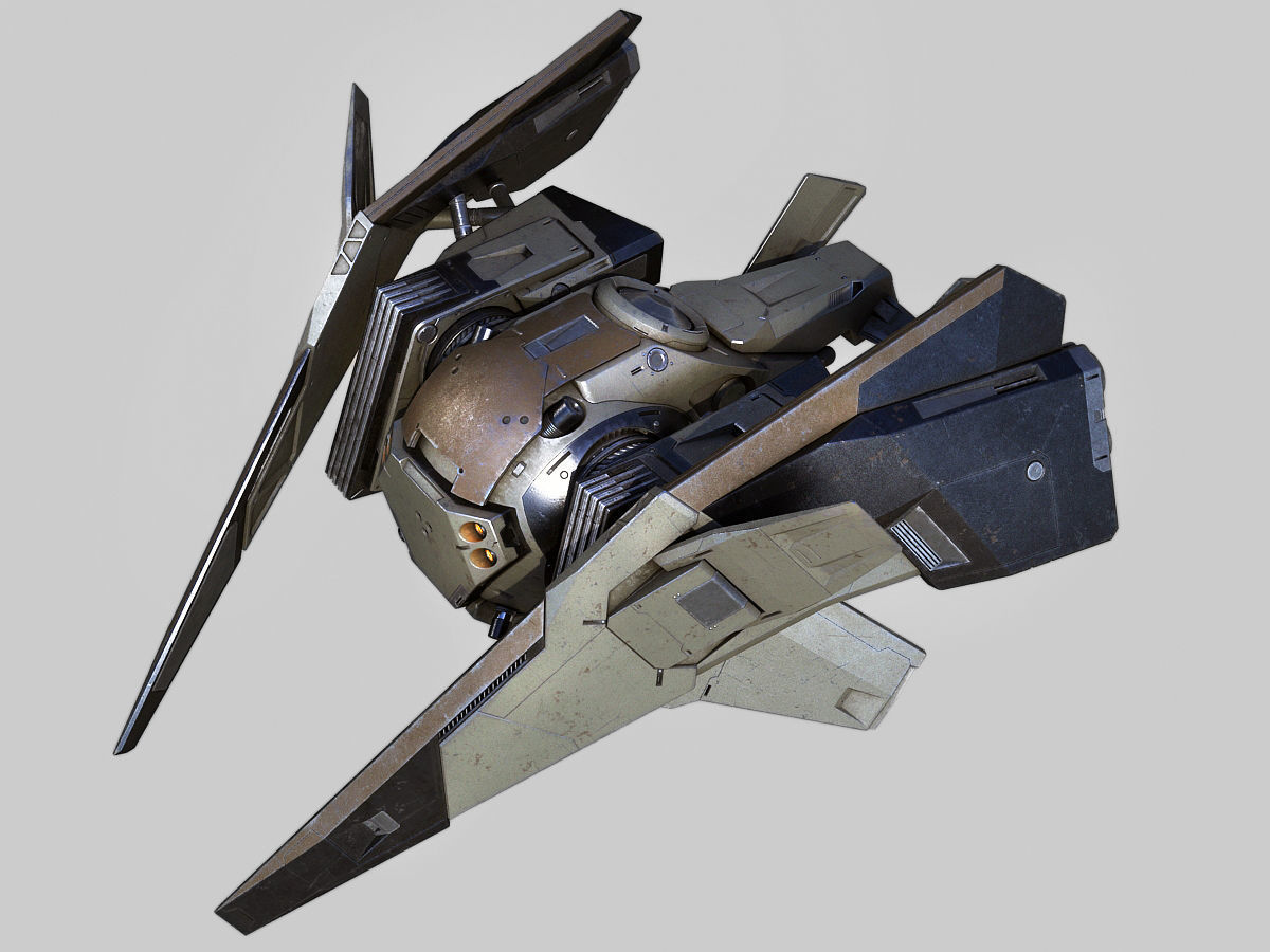 Drone 2 futuristic spaceship flying in air 3D model_5