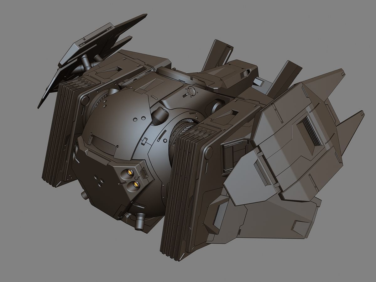 Drone 2 futuristic spaceship flying in air 3D model_16