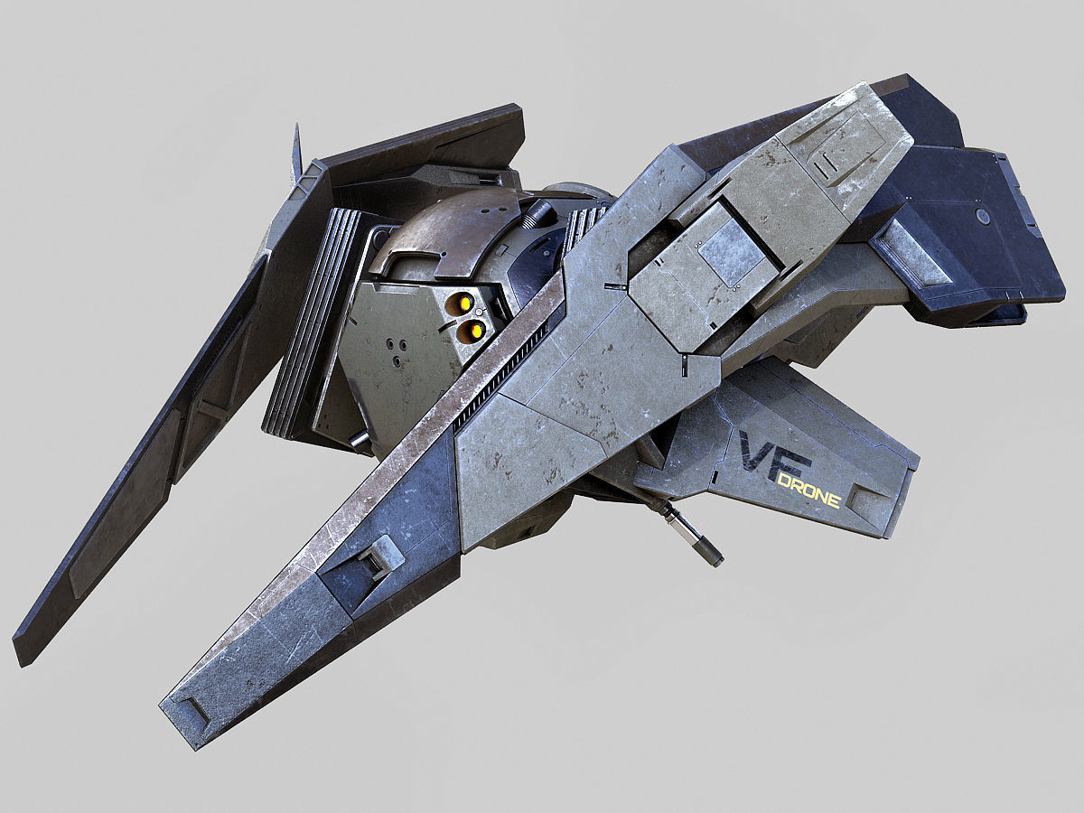 Drone 2 futuristic spaceship flying in air 3D model_11