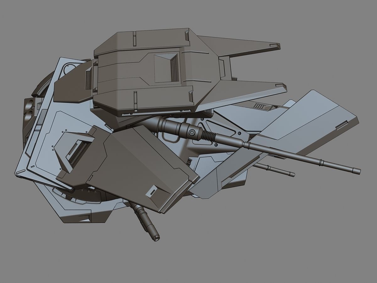 Drone 2 futuristic spaceship flying in air 3D model_20