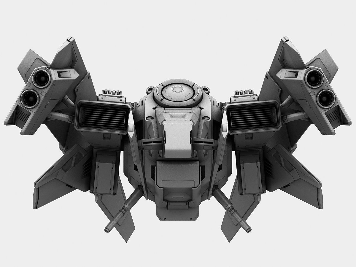 Drone 2 futuristic spaceship flying in air 3D model_14