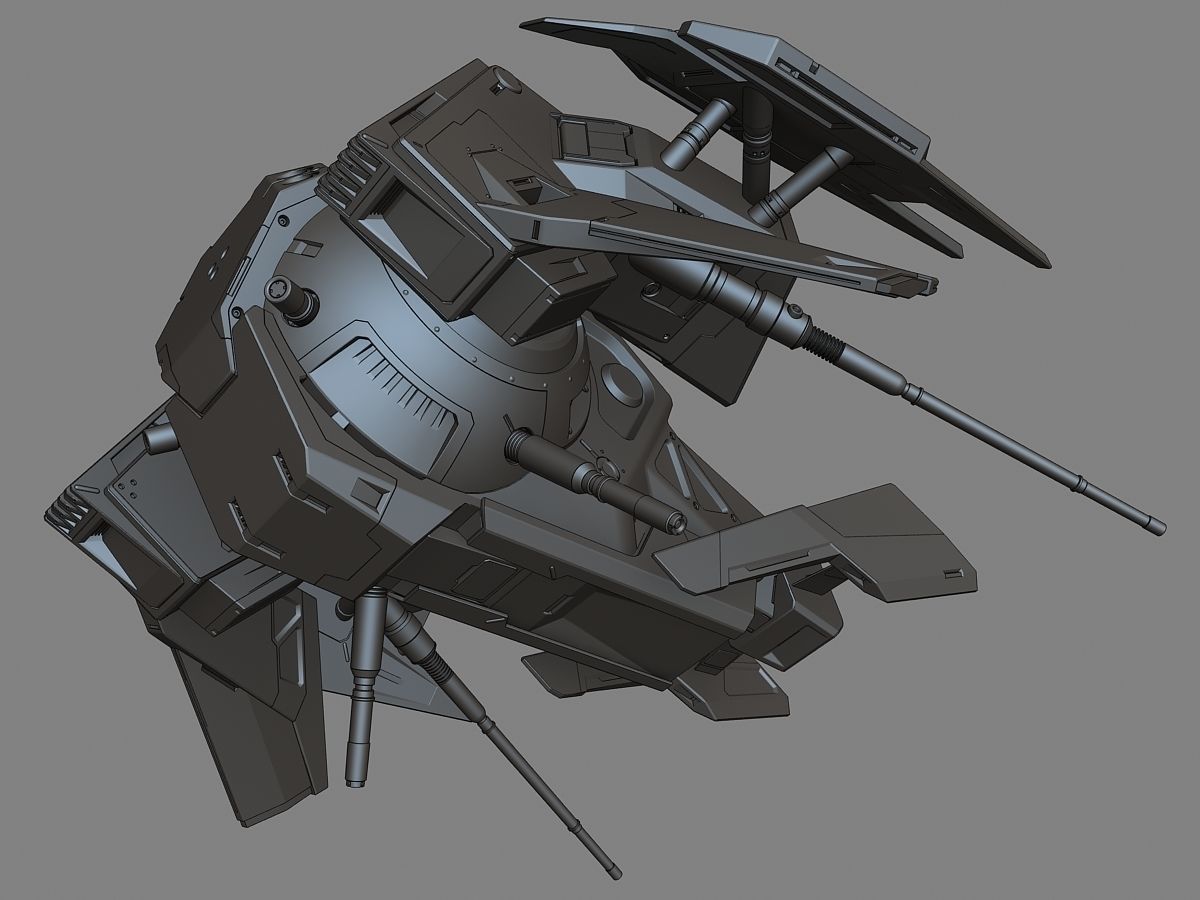 Drone 2 futuristic spaceship flying in air 3D model_17