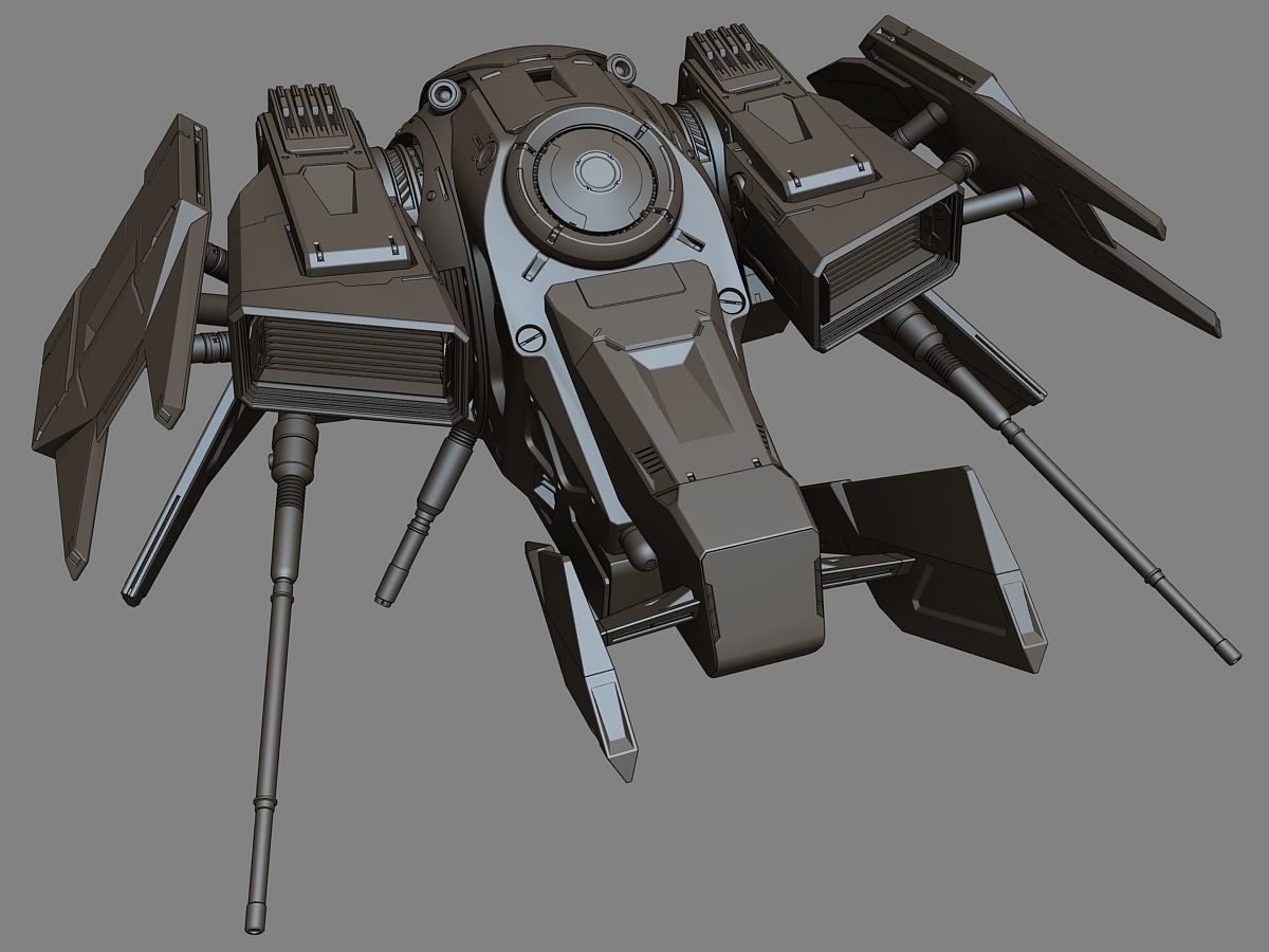 Drone 2 futuristic spaceship flying in air 3D model_18