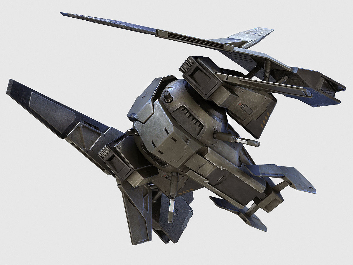 Drone 2 futuristic spaceship flying in air 3D model_6