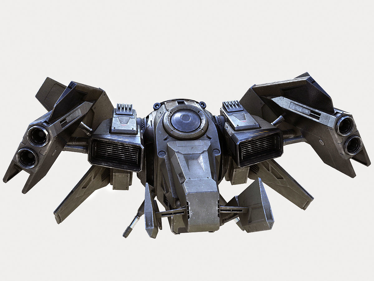 Drone 2 futuristic spaceship flying in air 3D model_12