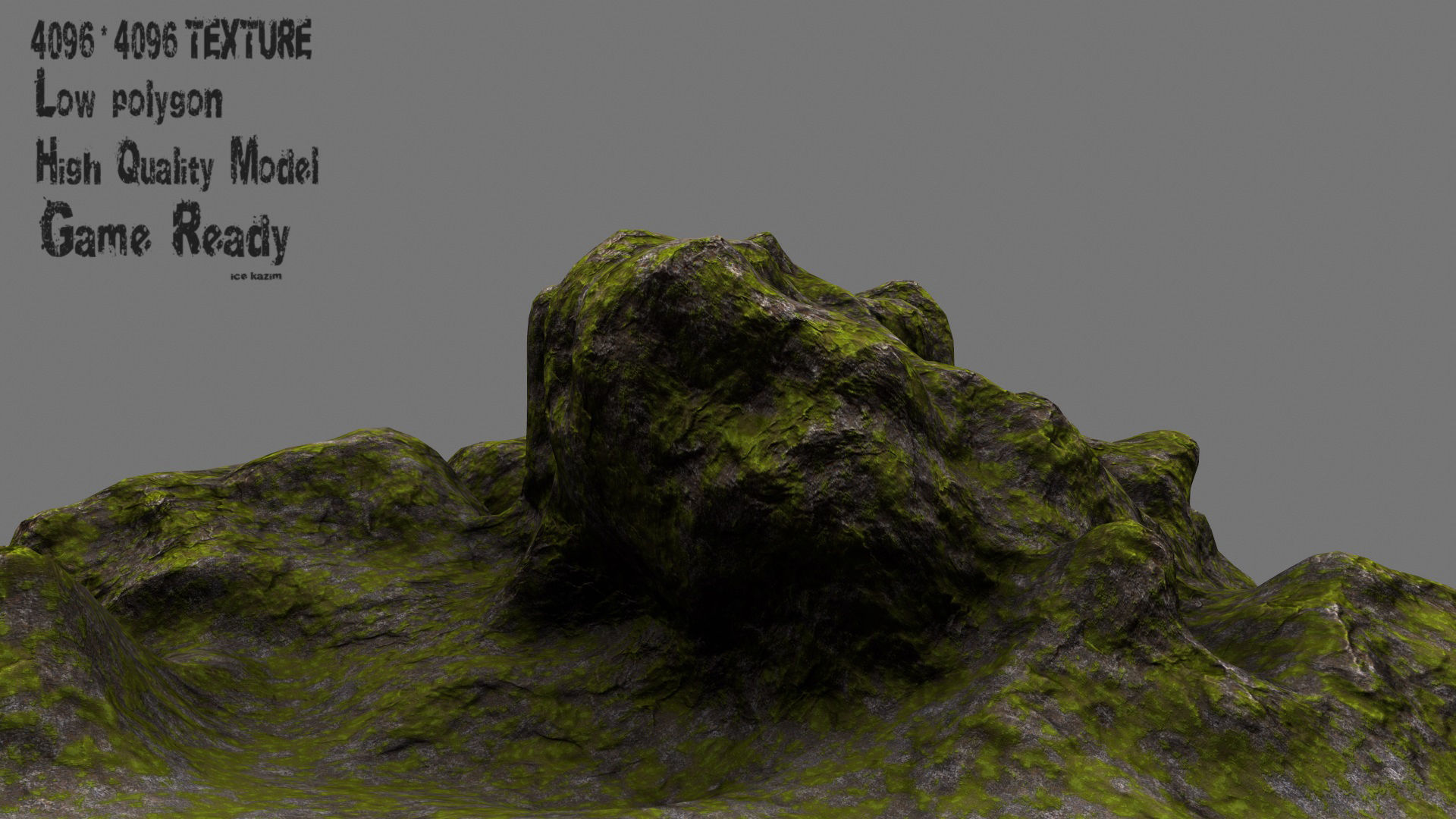 Rock mossy texture Low-poly 3D model_1