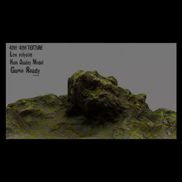 Rock mossy texture Low-poly 3D model_0