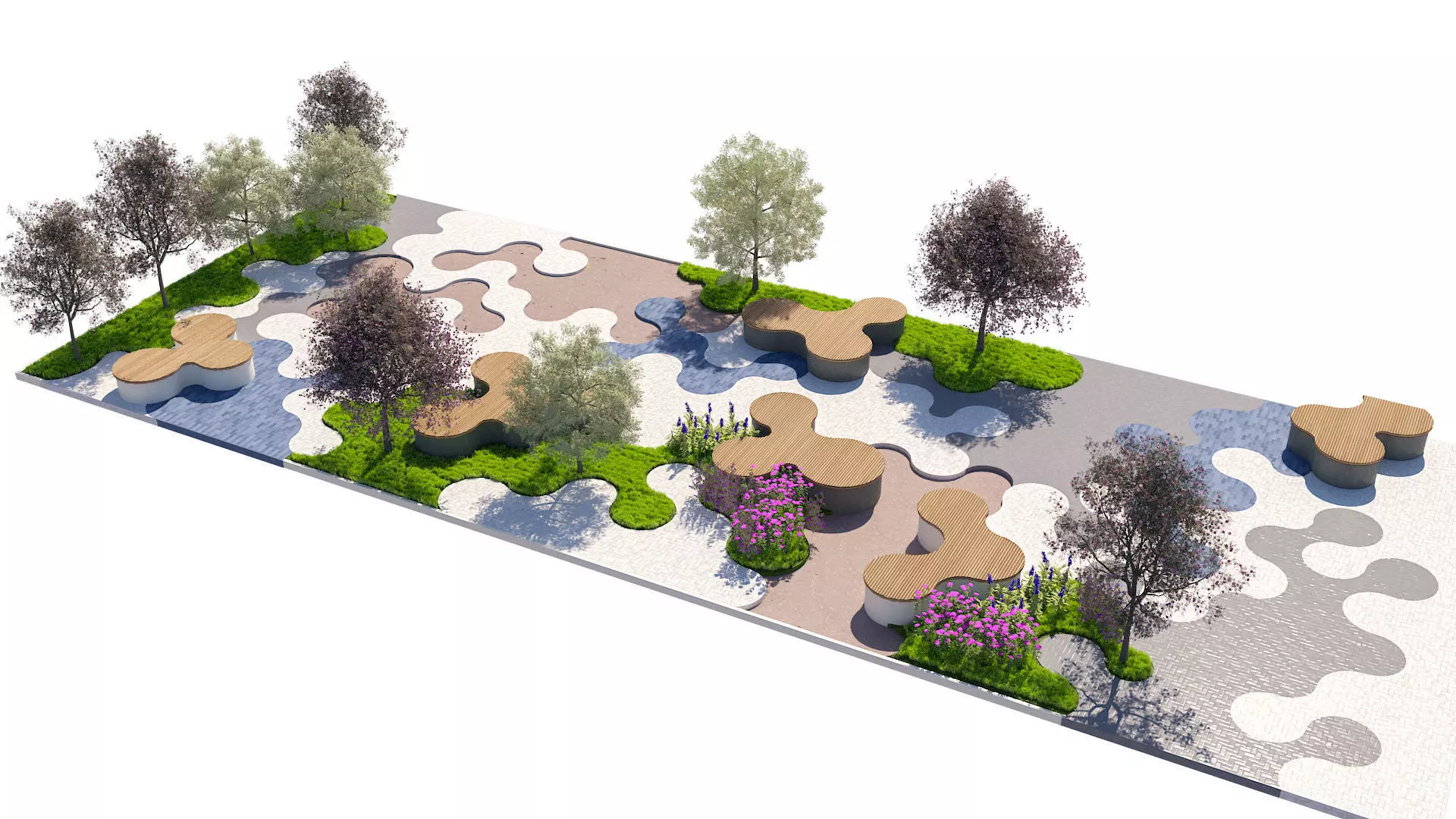 Biophilic Landscape Design 3D Model Low-poly 3D model