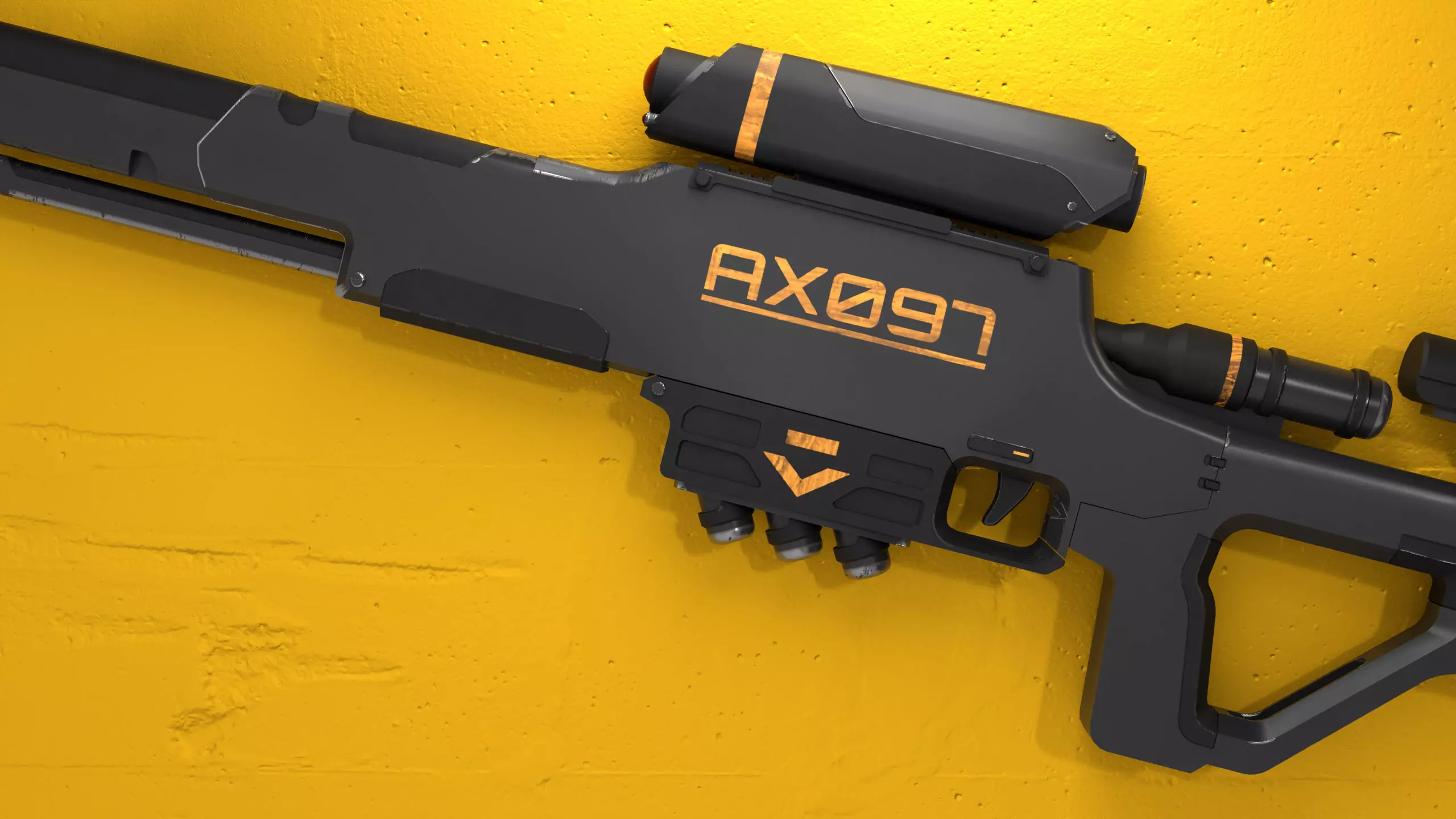 Sniper Rifle AX097 Game Ready Low-poly 3D model