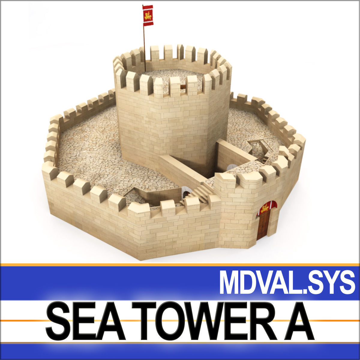 Medieval Sea Tower A 3D model_4