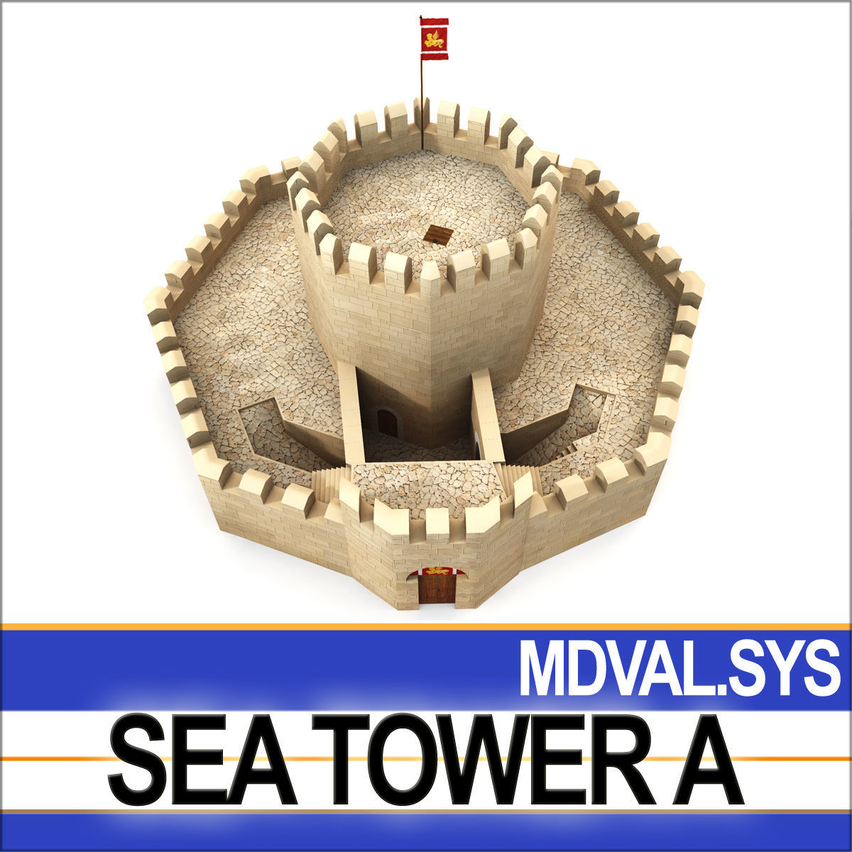 Medieval Sea Tower A 3D model_6