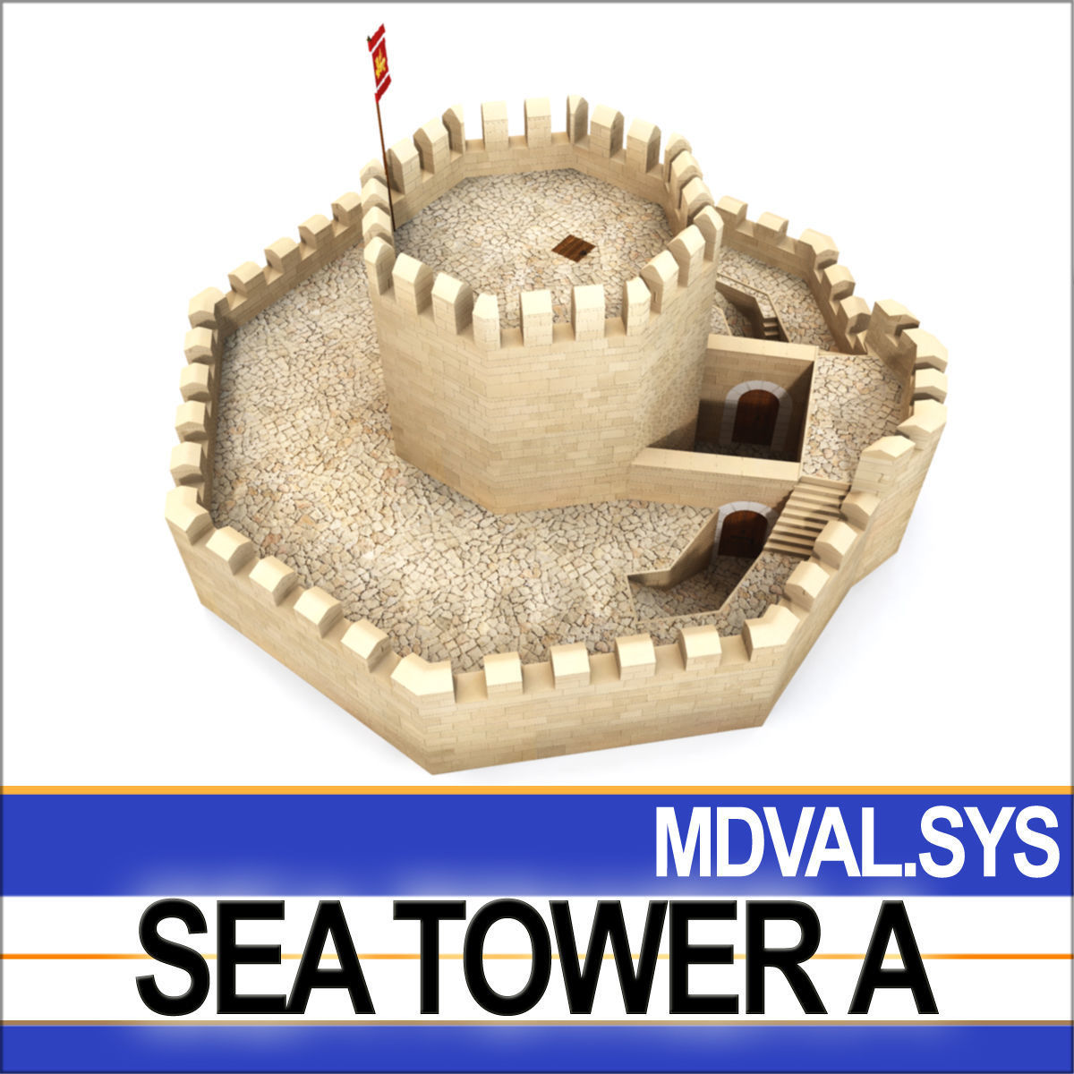 Medieval Sea Tower A 3D model_3