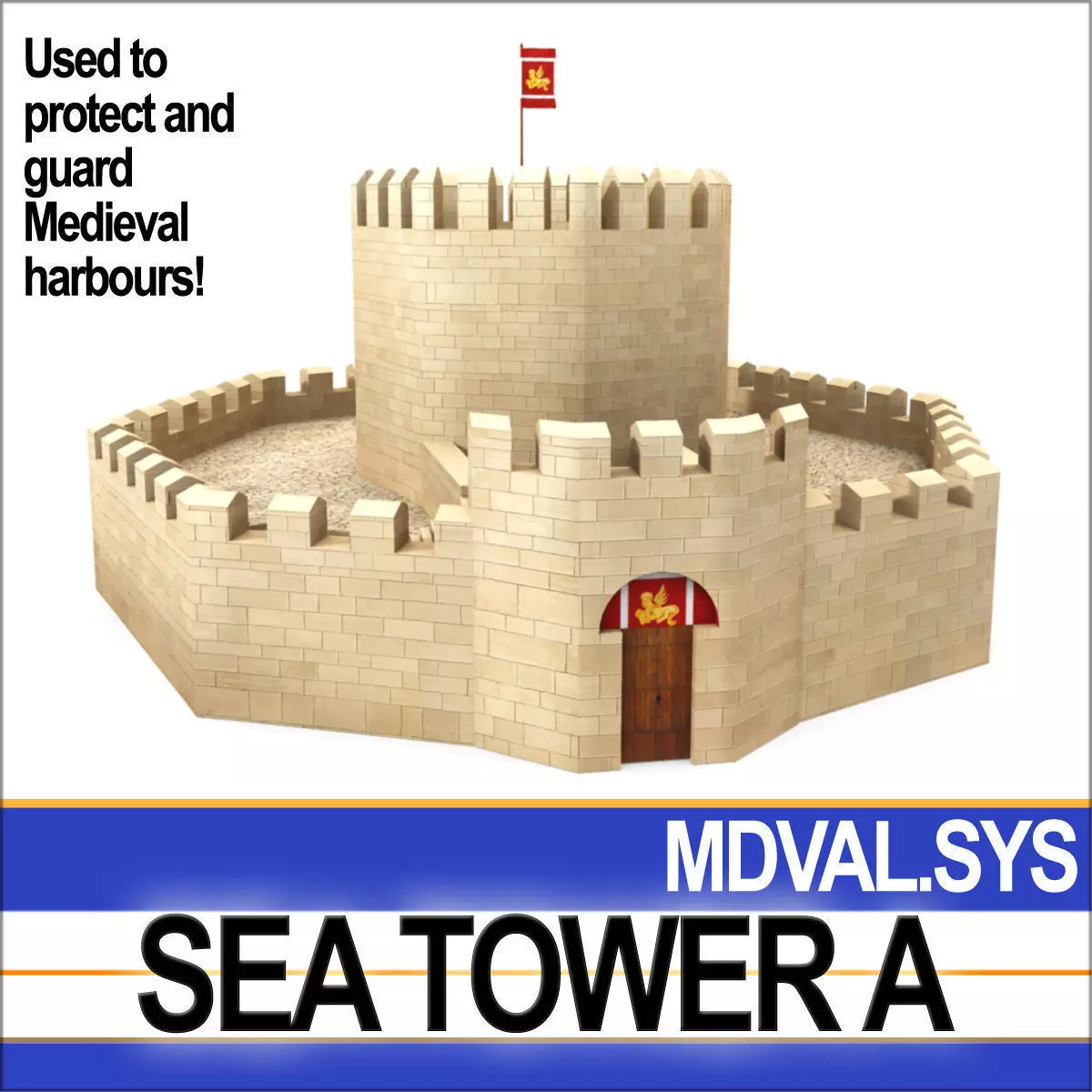 Medieval Sea Tower A 3D model_0