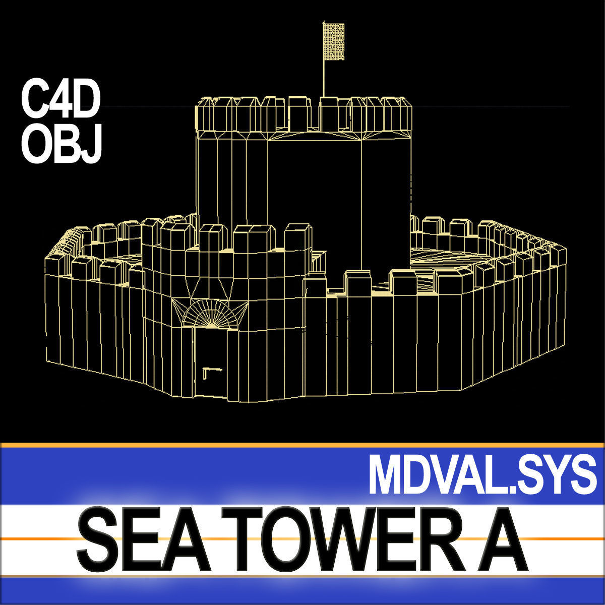 Medieval Sea Tower A 3D model_7