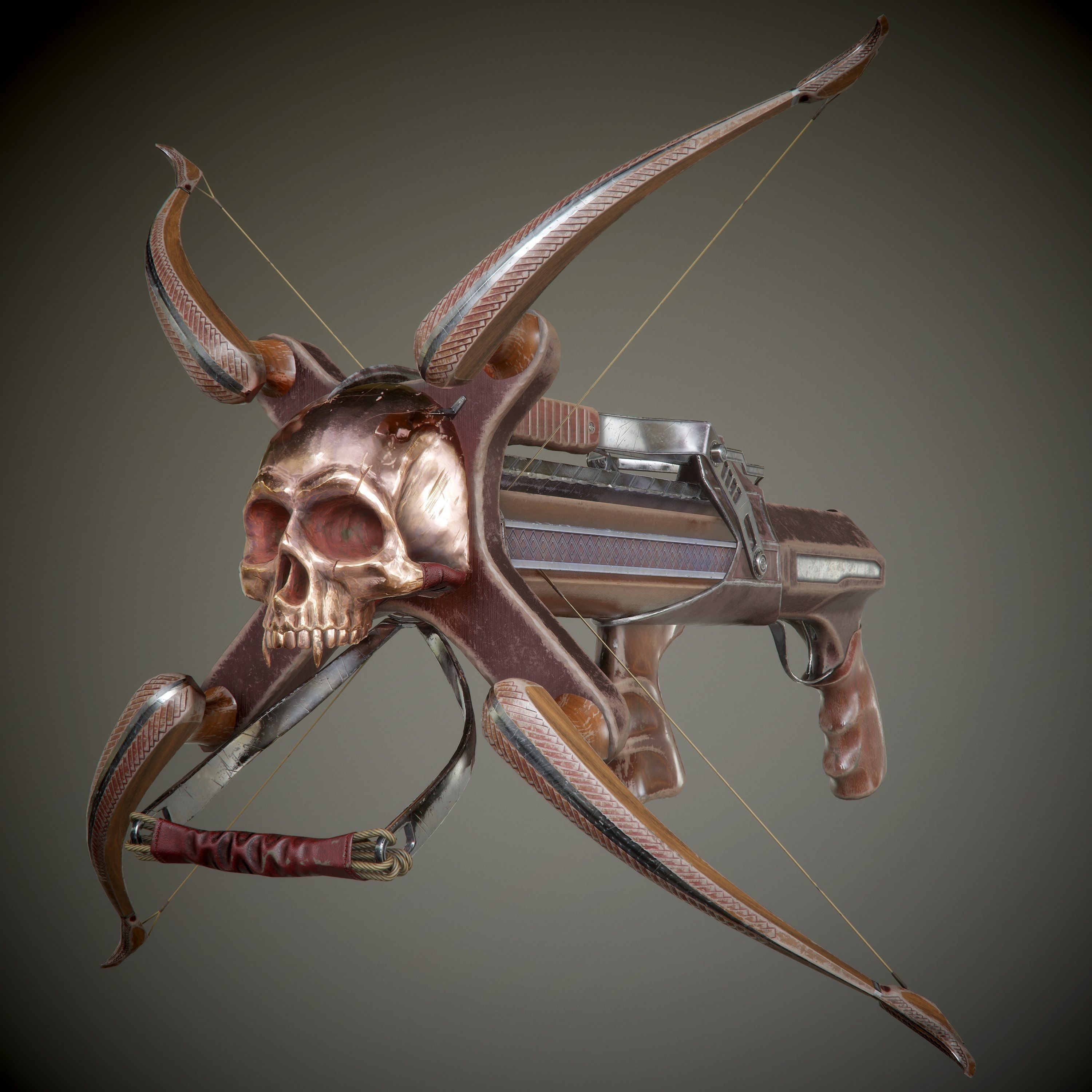 crossbow bow and arrow Low-poly 3D model_28