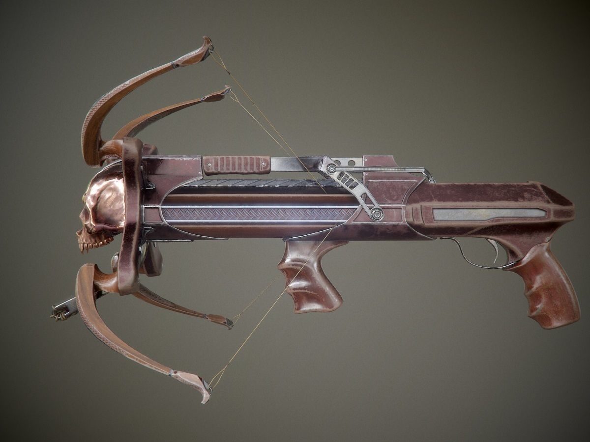 crossbow bow and arrow Low-poly 3D model_5
