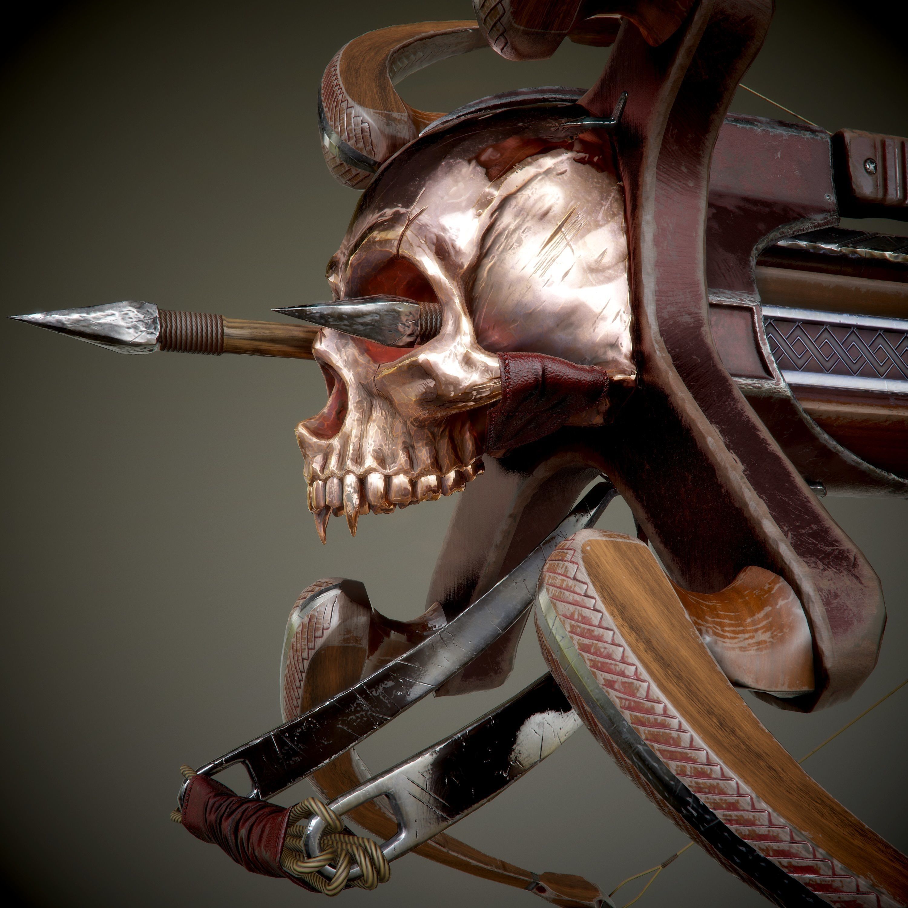 crossbow bow and arrow Low-poly 3D model_1