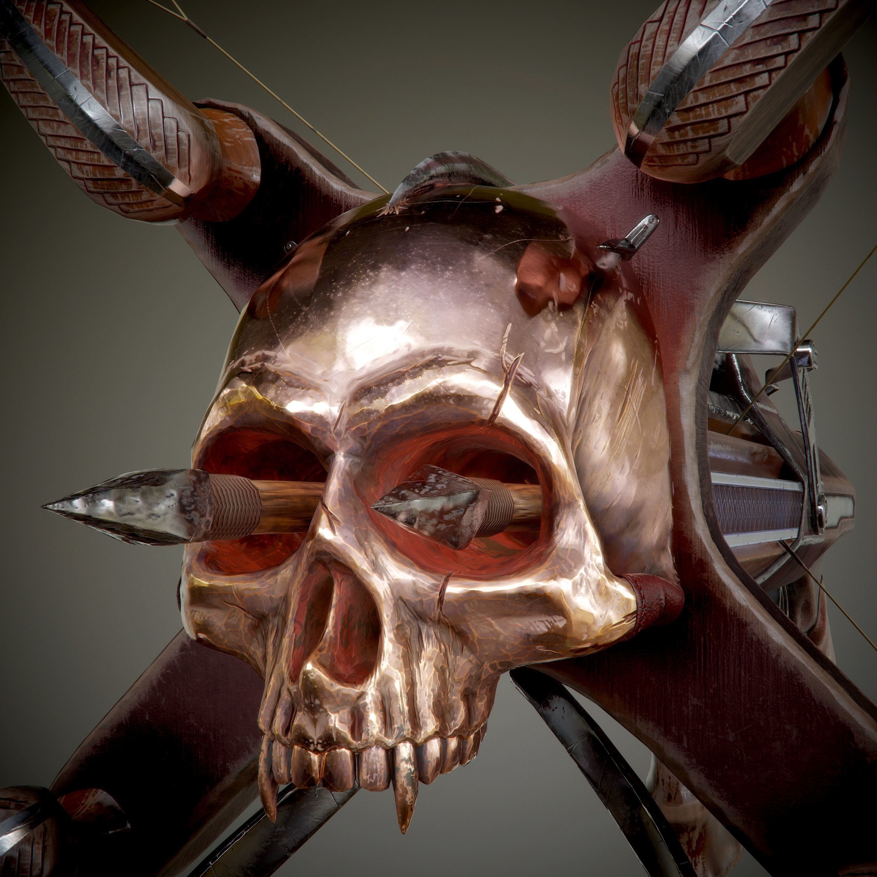 crossbow bow and arrow Low-poly 3D model_34