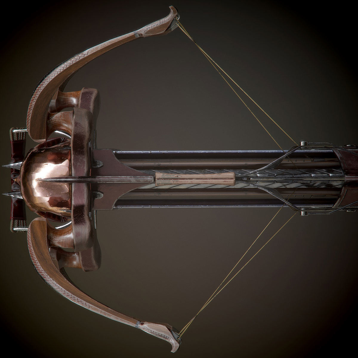 crossbow bow and arrow Low-poly 3D model_20