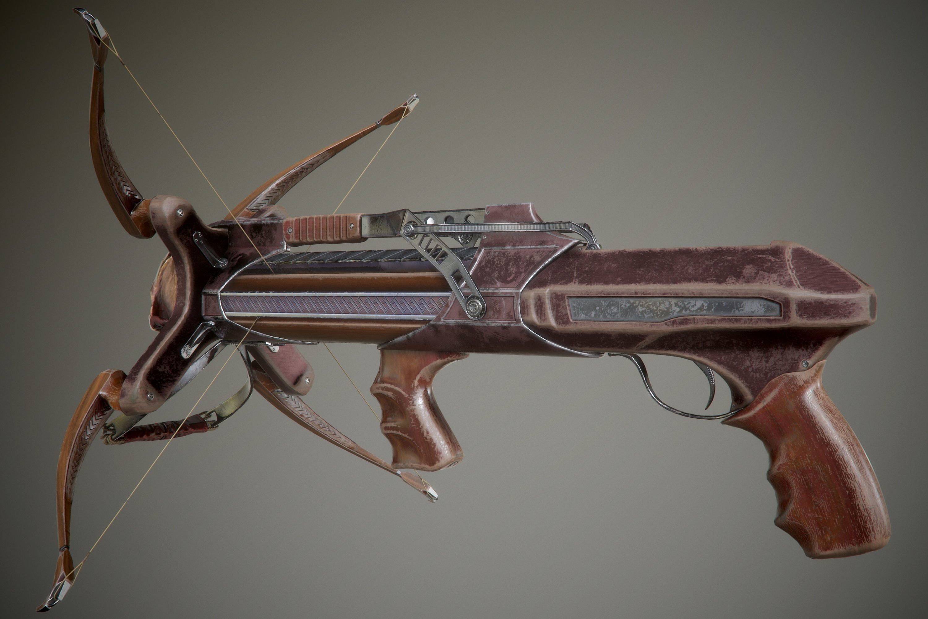 crossbow bow and arrow Low-poly 3D model_27