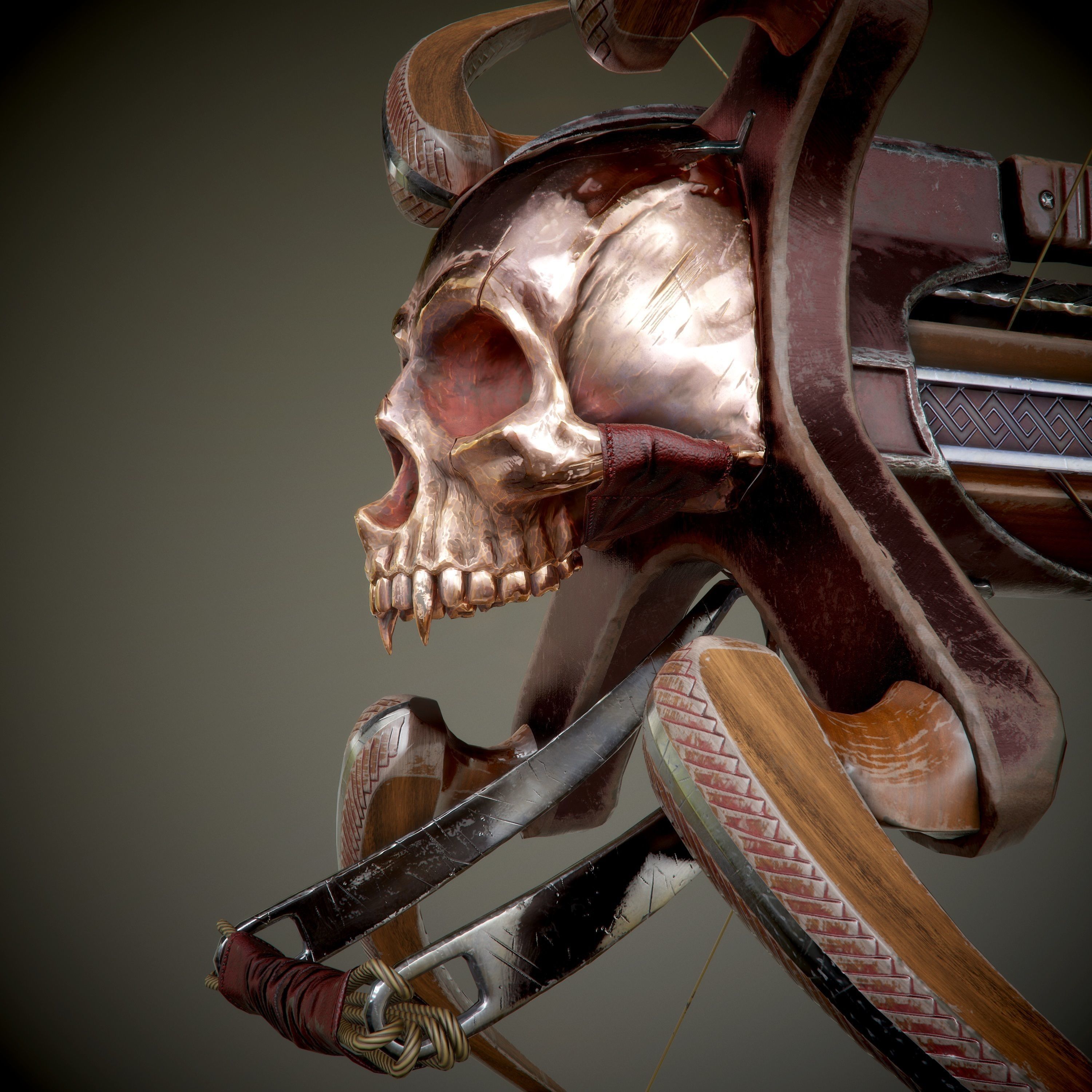 crossbow bow and arrow Low-poly 3D model_32