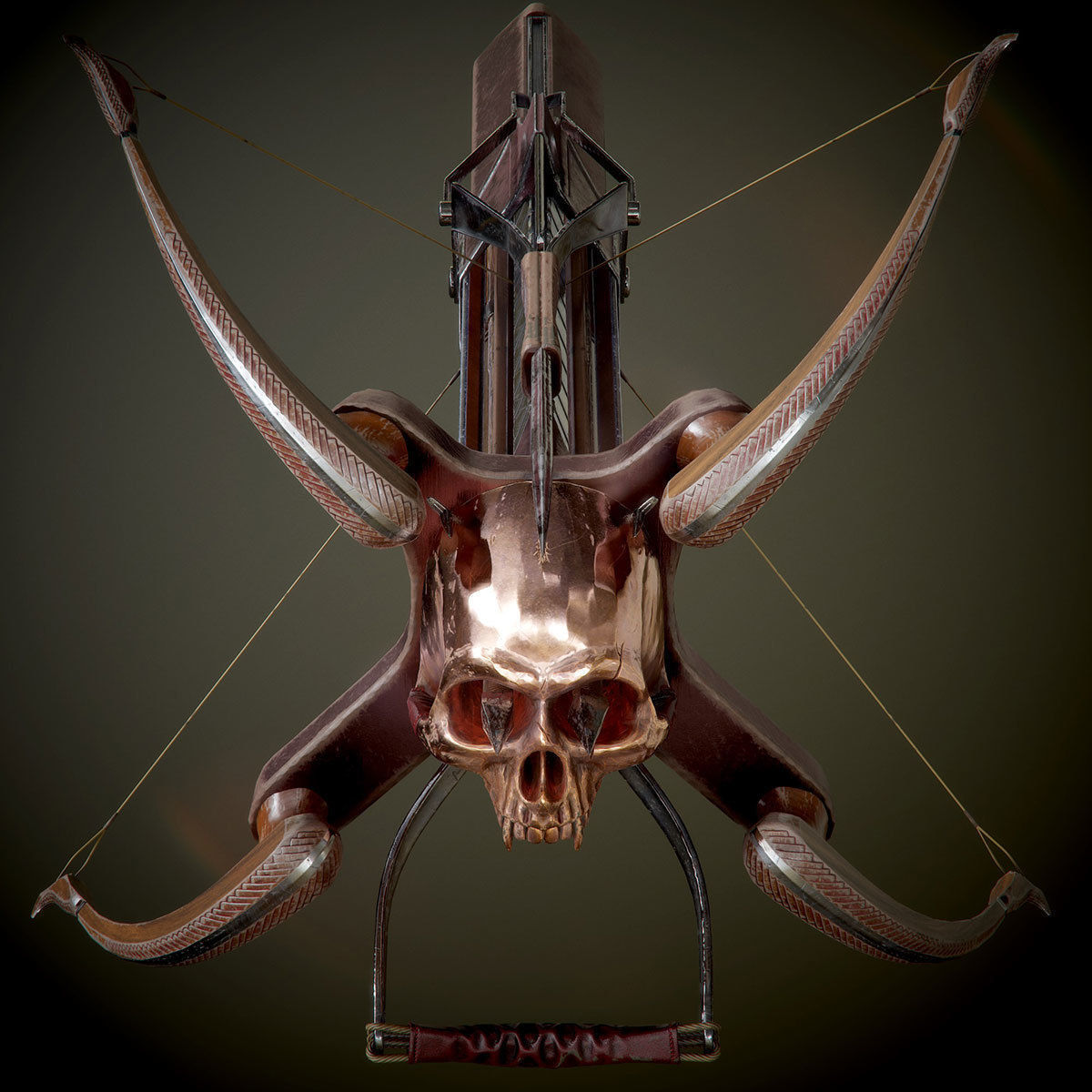 crossbow bow and arrow Low-poly 3D model_14