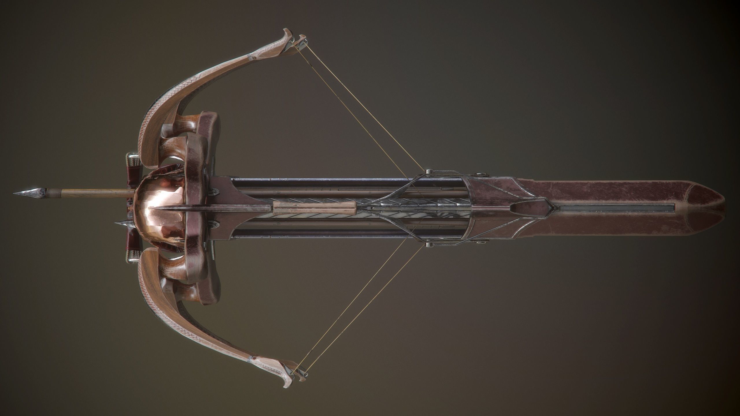 crossbow bow and arrow Low-poly 3D model_18