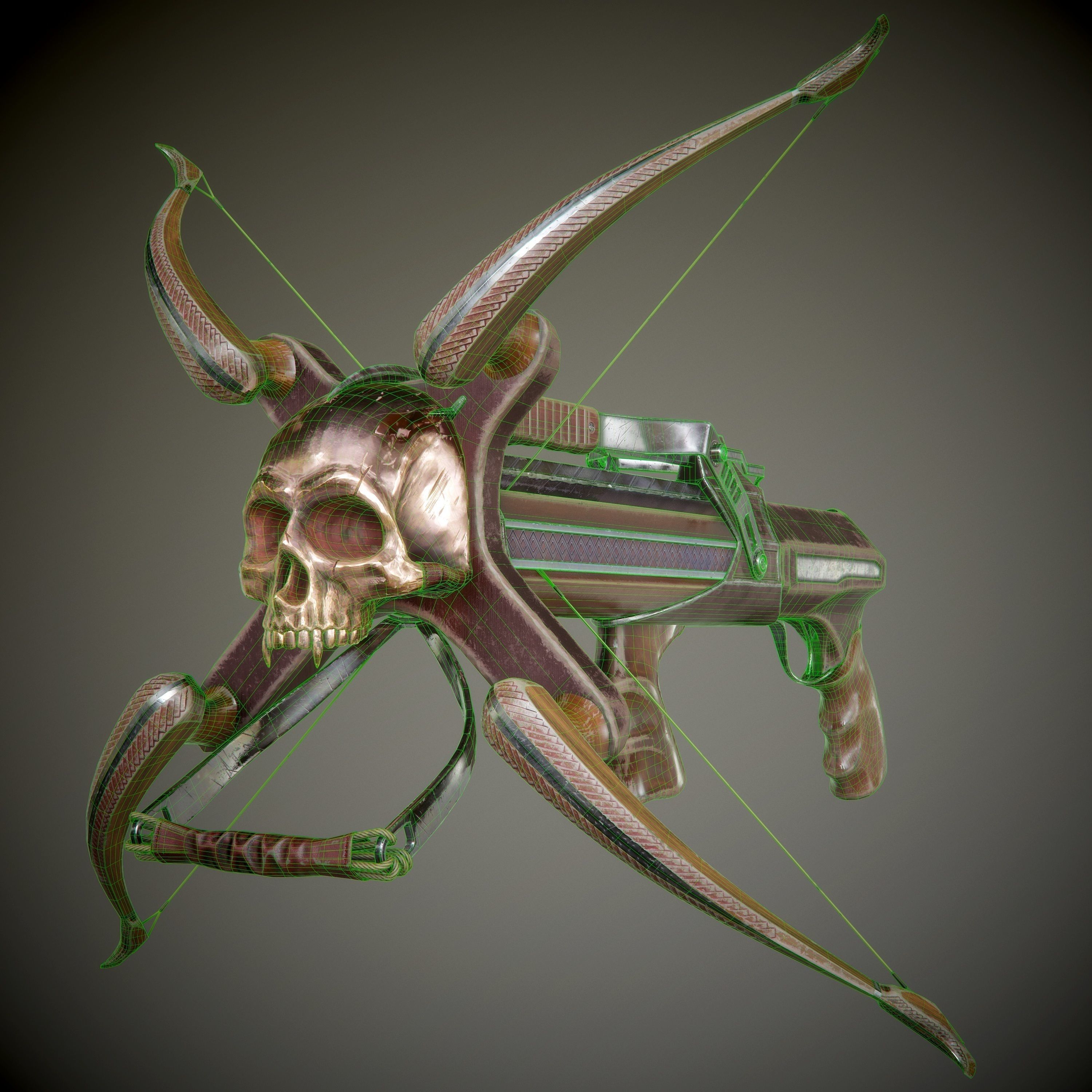 crossbow bow and arrow Low-poly 3D model_29