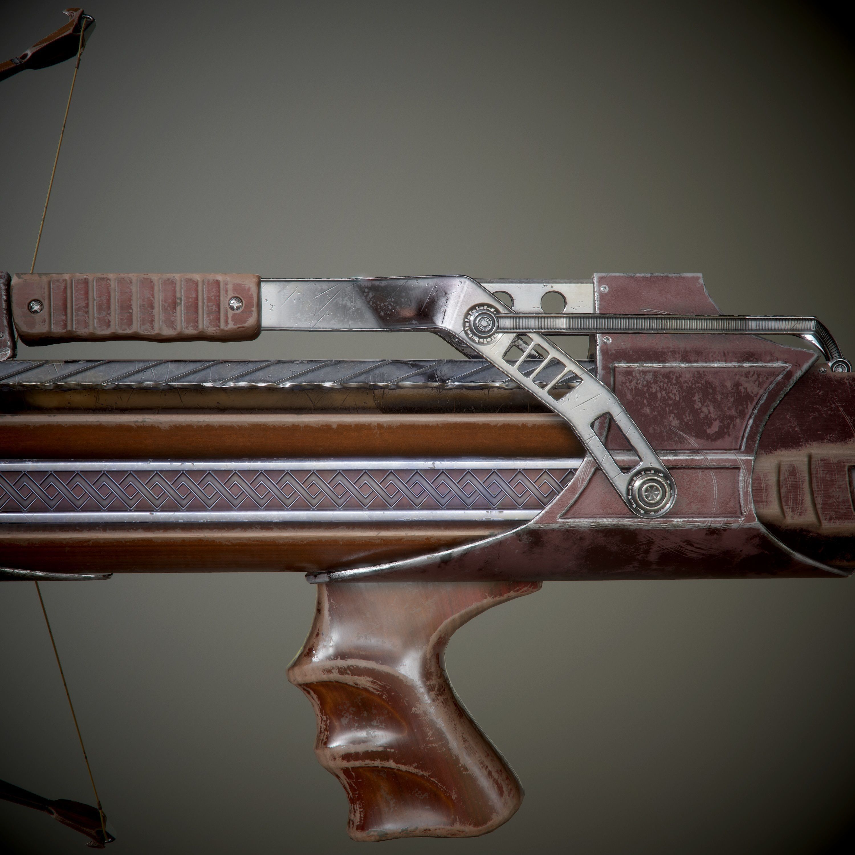 crossbow bow and arrow Low-poly 3D model_35