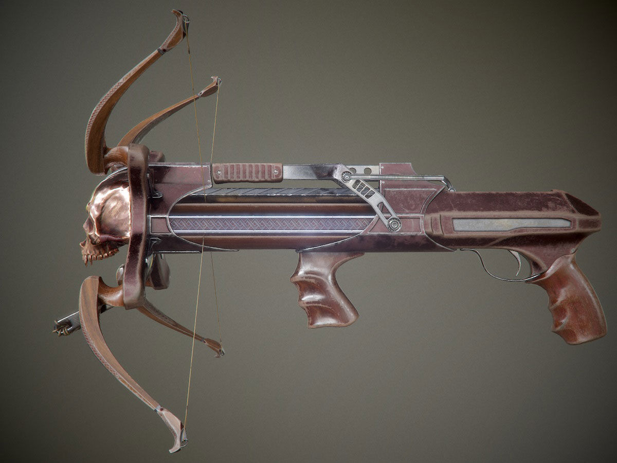crossbow bow and arrow Low-poly 3D model_4