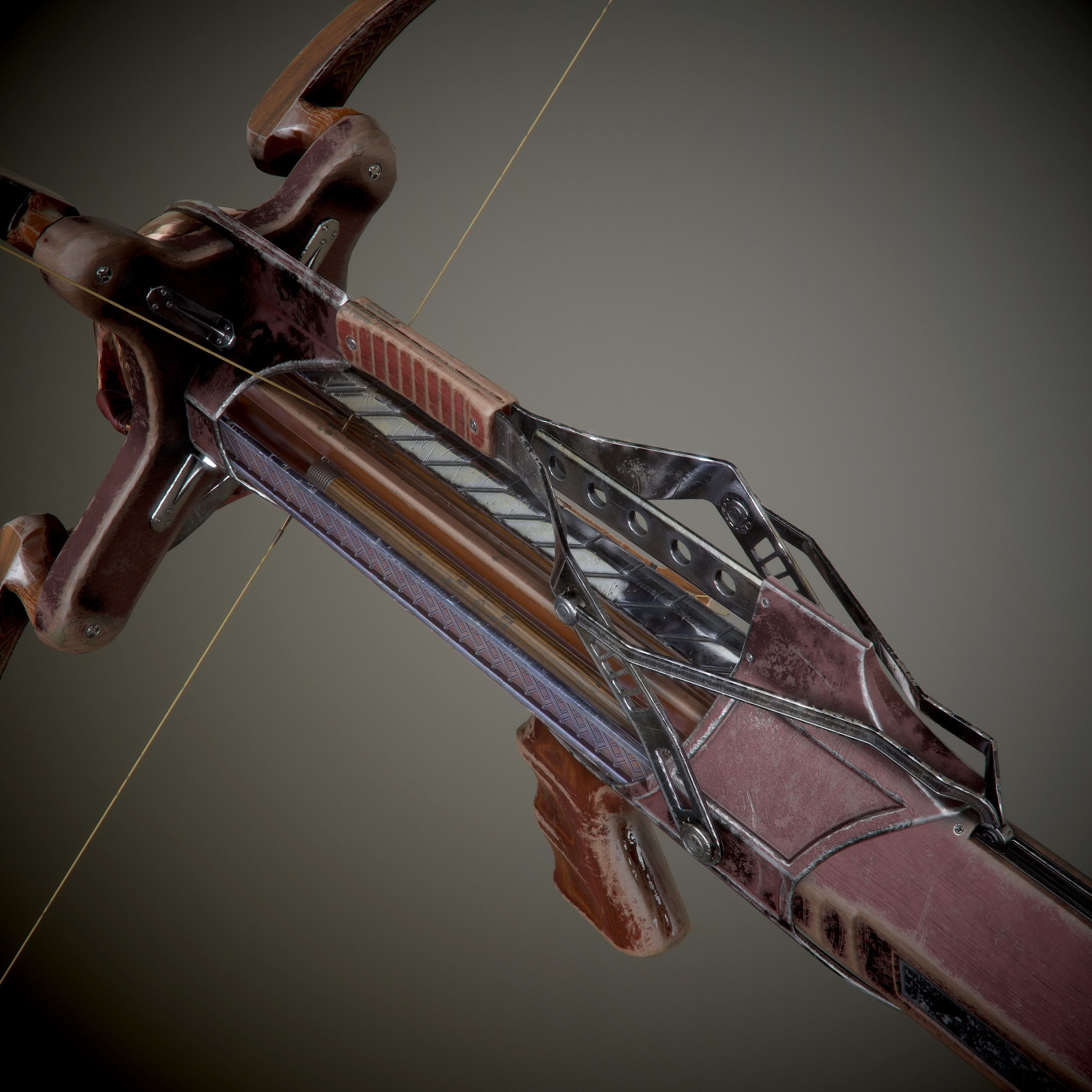 crossbow bow and arrow Low-poly 3D model_36