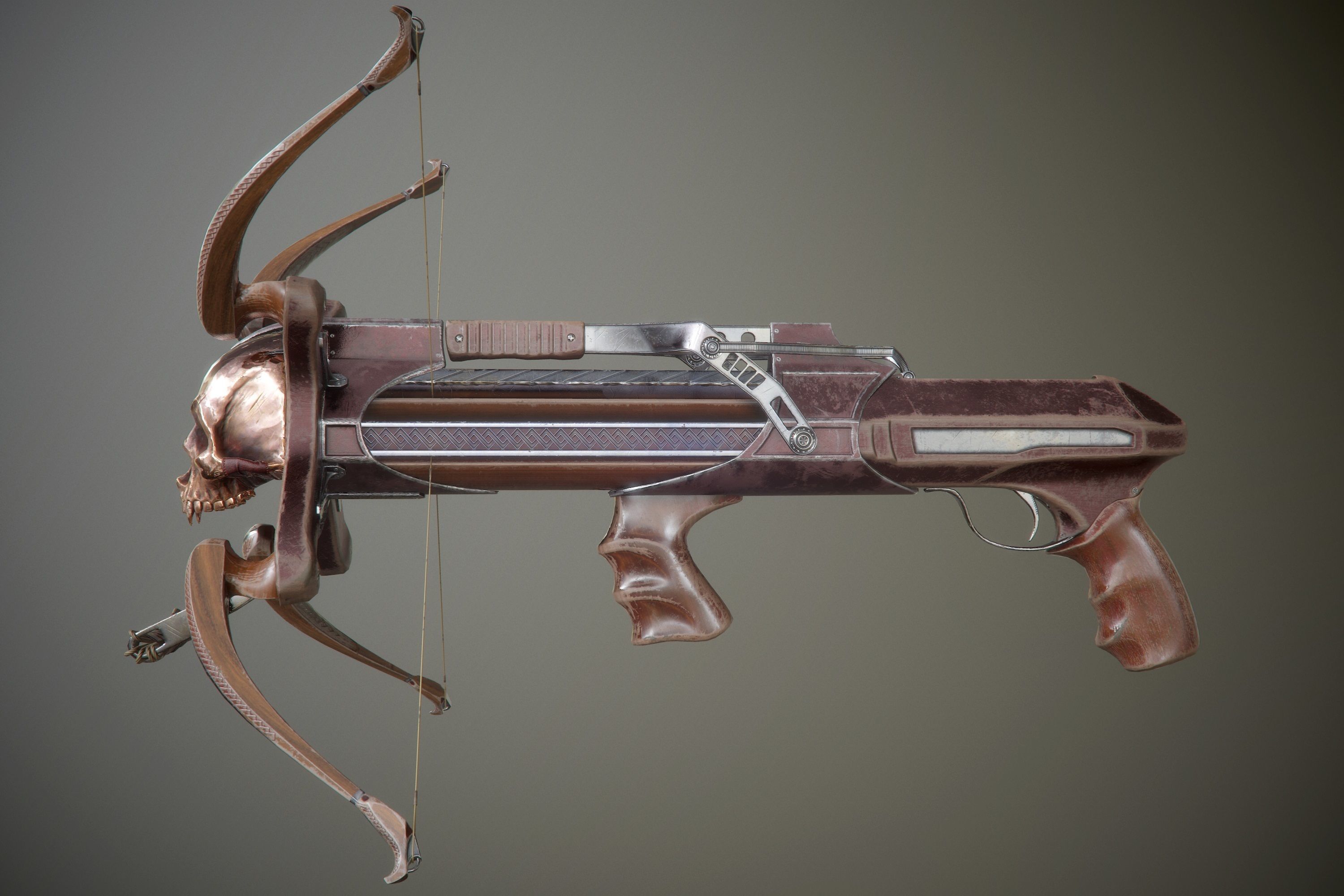 crossbow bow and arrow Low-poly 3D model_21