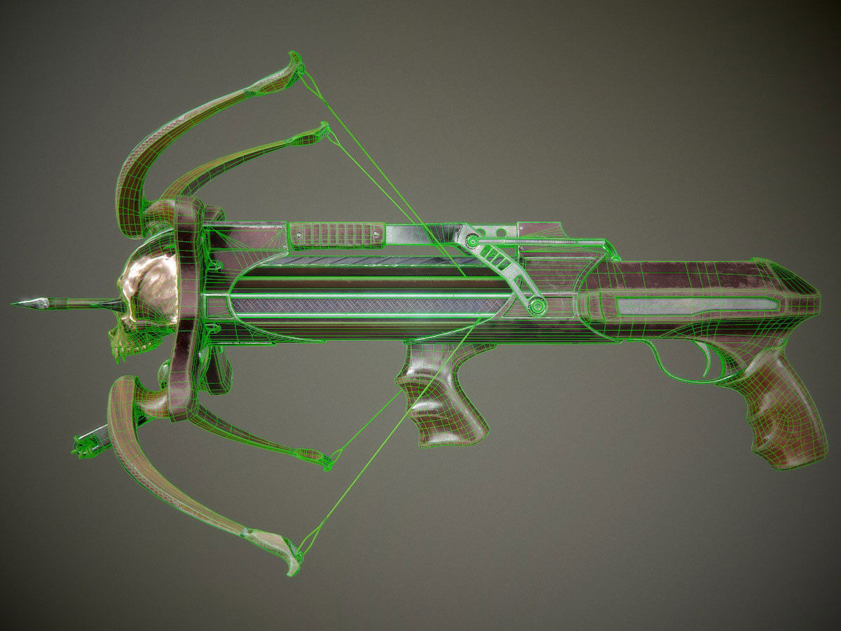 crossbow bow and arrow Low-poly 3D model_7