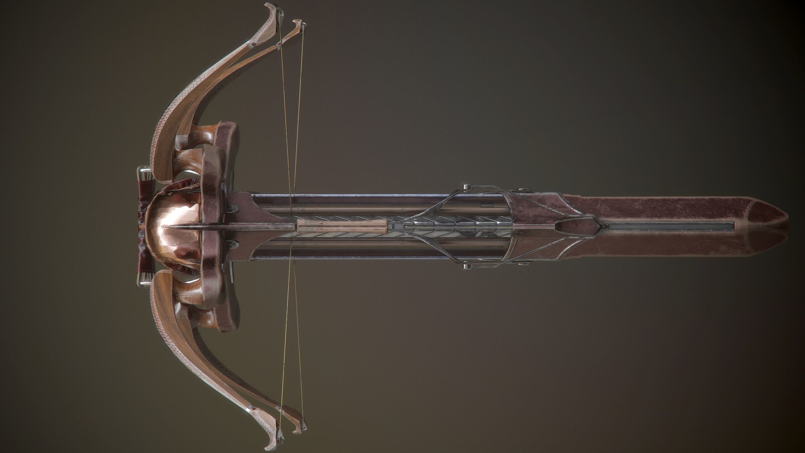 crossbow bow and arrow Low-poly 3D model_16