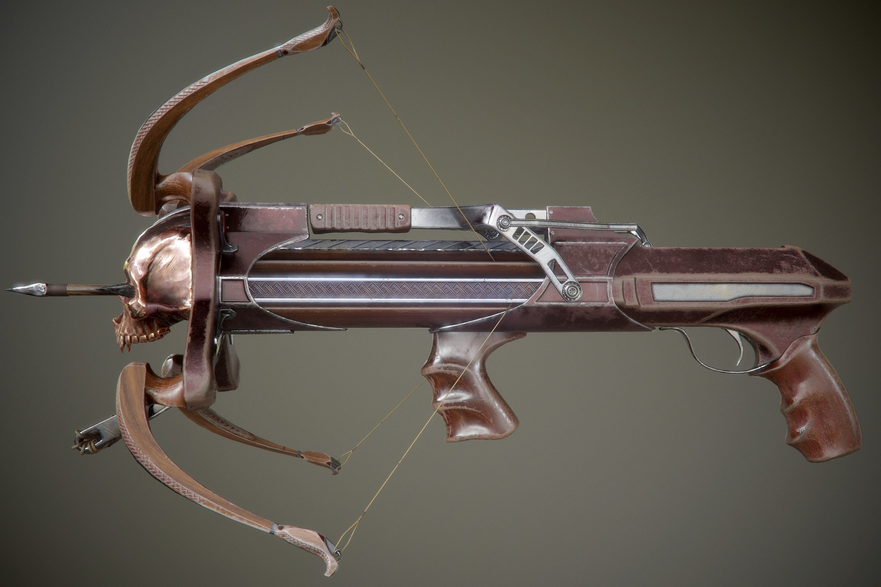 crossbow bow and arrow Low-poly 3D model_24