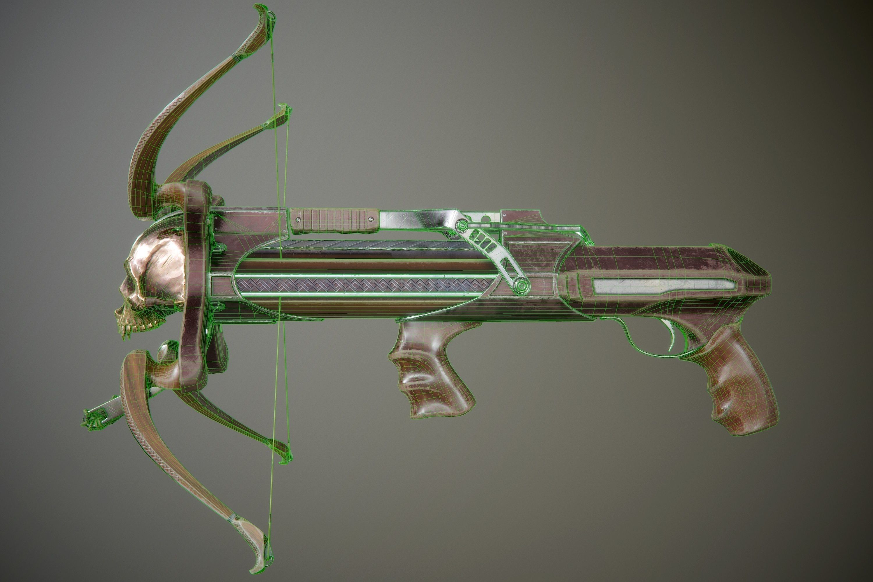 crossbow bow and arrow Low-poly 3D model_25
