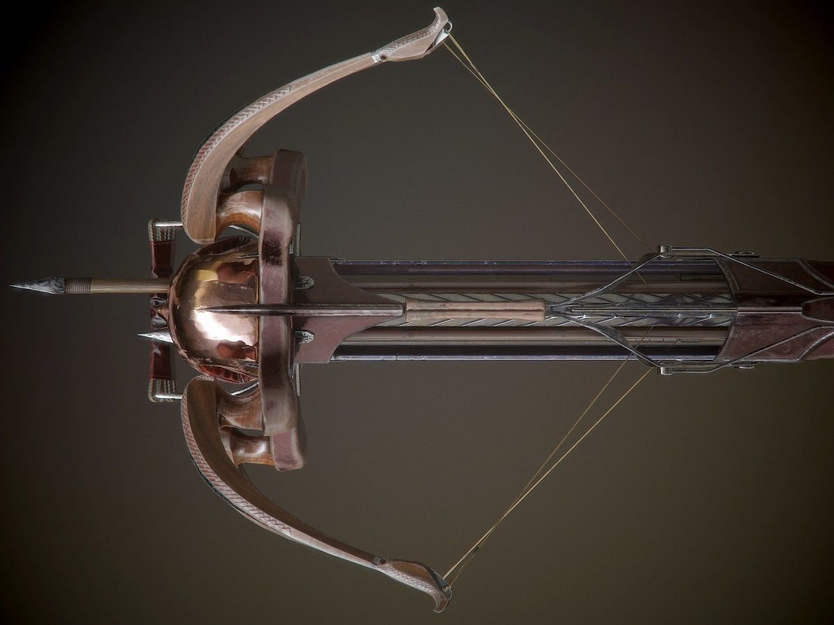 crossbow bow and arrow Low-poly 3D model_19