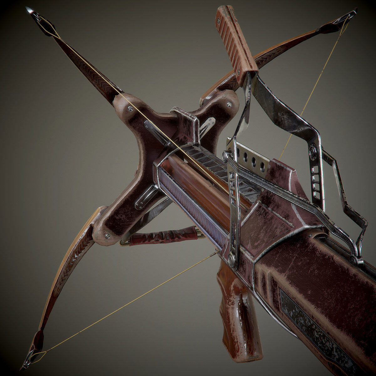 crossbow bow and arrow Low-poly 3D model_3