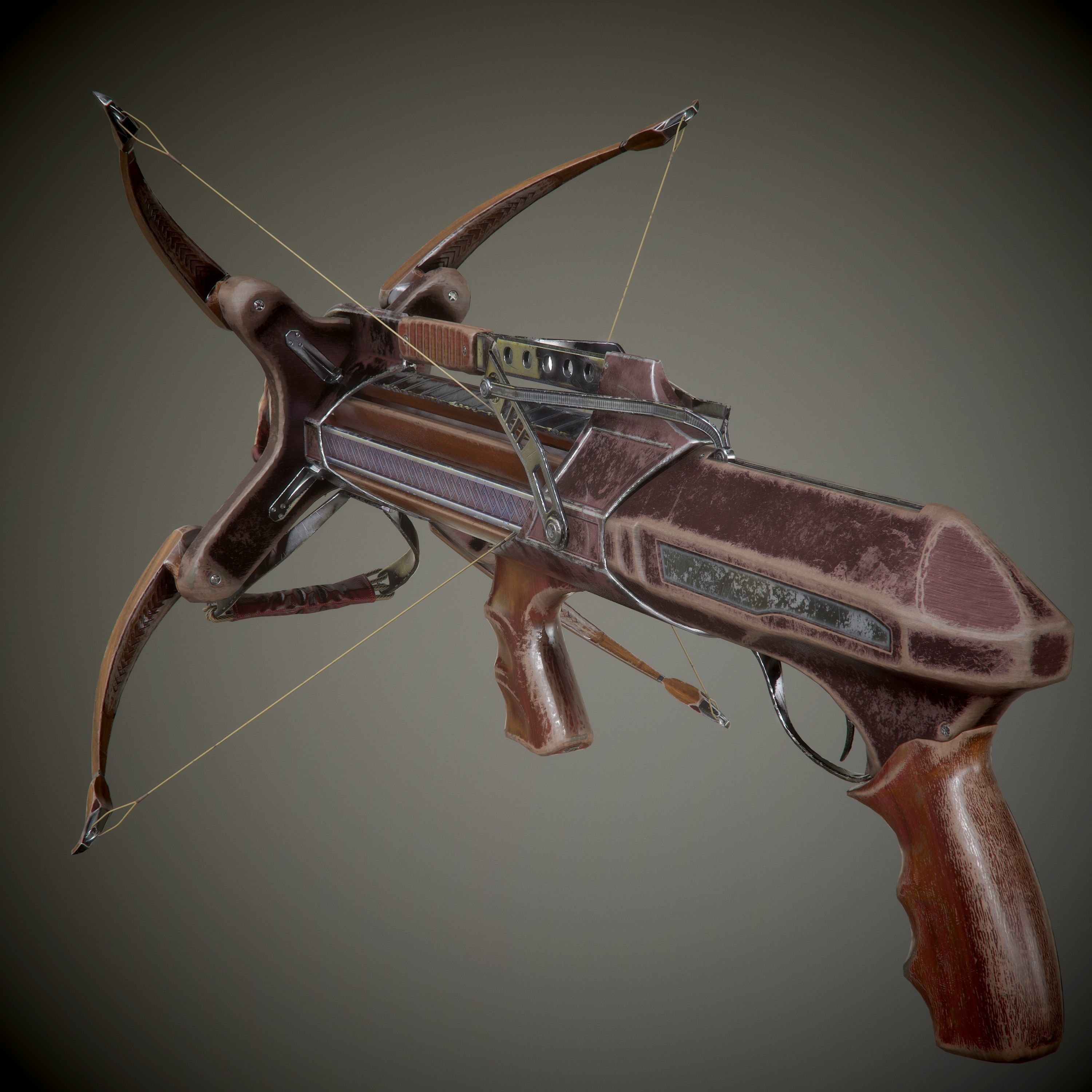 crossbow bow and arrow Low-poly 3D model_39