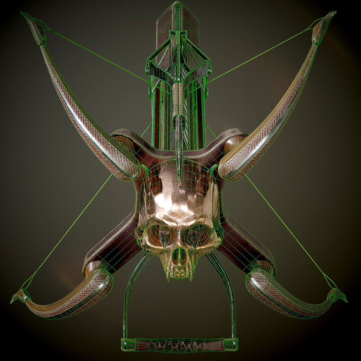 crossbow bow and arrow Low-poly 3D model_15