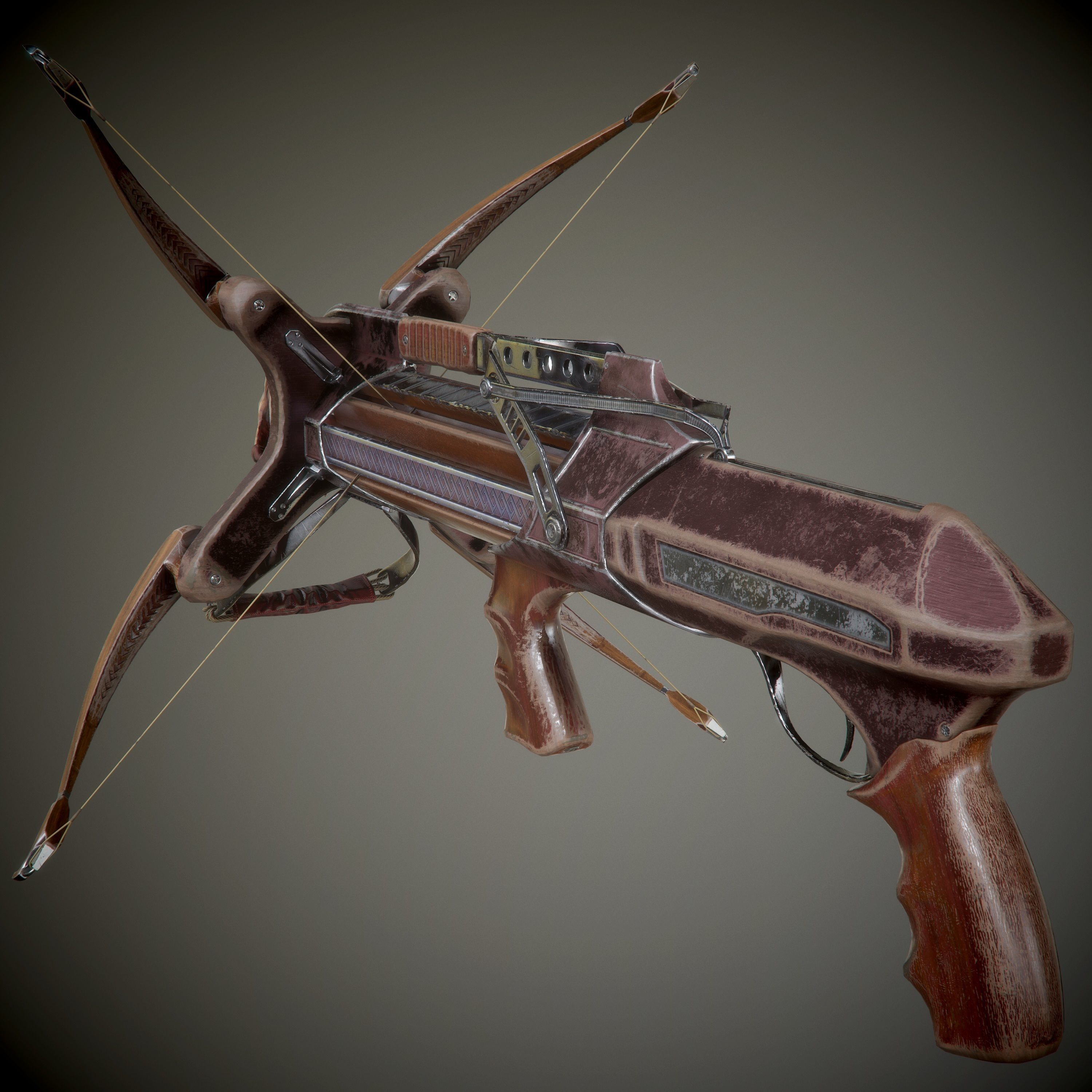 crossbow bow and arrow Low-poly 3D model_37