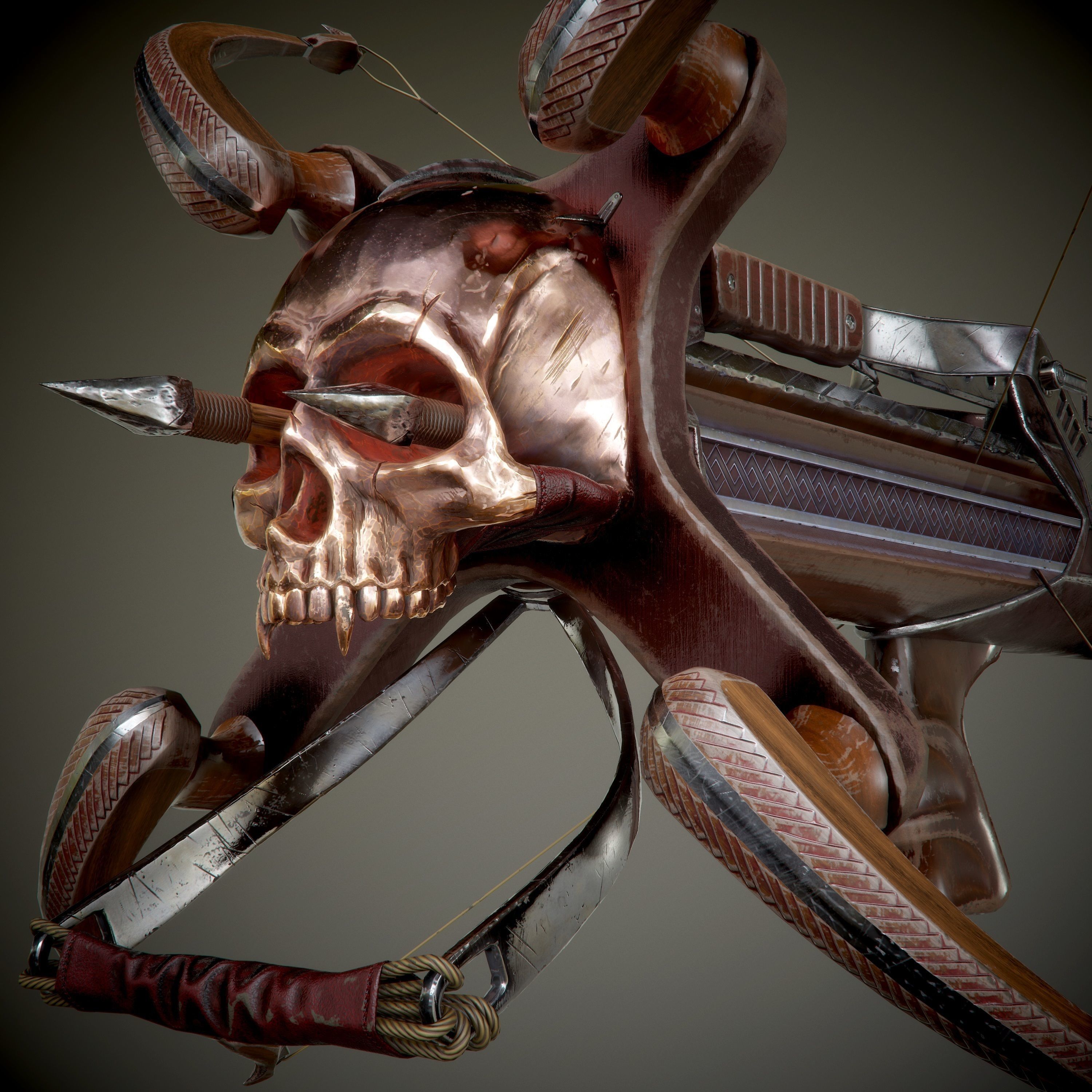 crossbow bow and arrow Low-poly 3D model_33