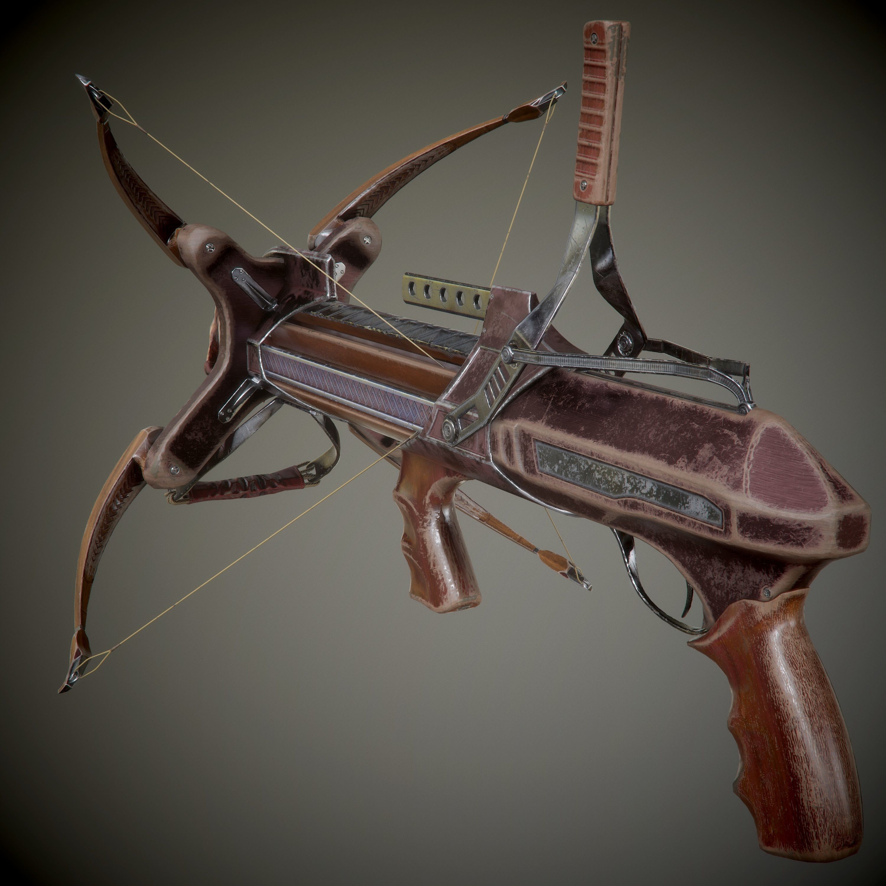 crossbow bow and arrow Low-poly 3D model_38