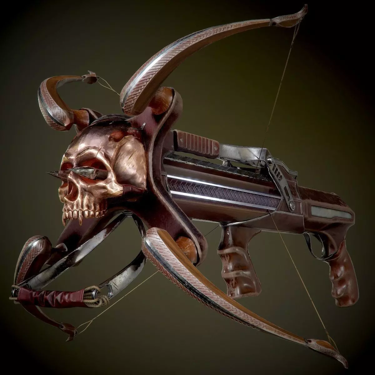 crossbow bow and arrow Low-poly 3D model_0