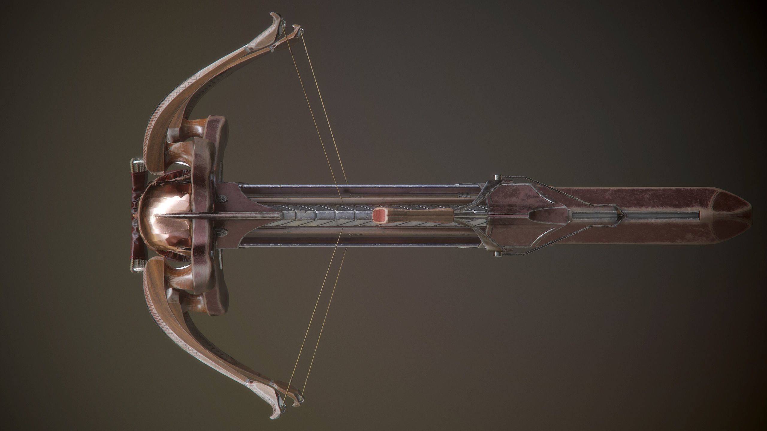 crossbow bow and arrow Low-poly 3D model_17