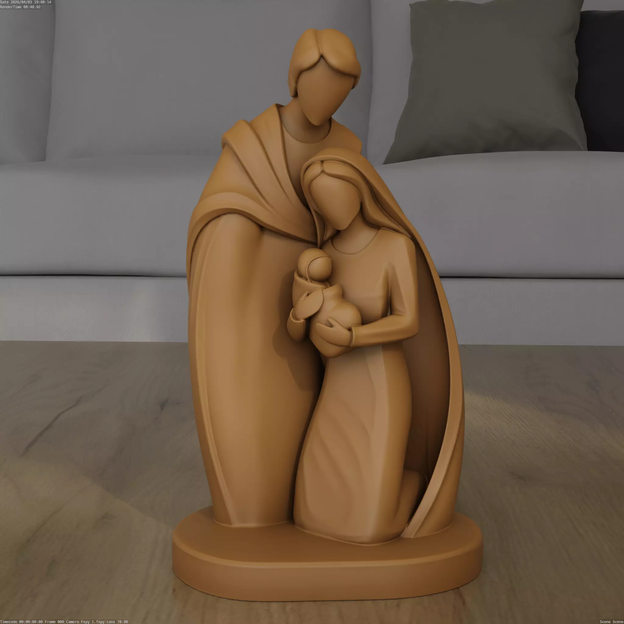 Minimal Holy Family Nativity Scene STL 3D Model 3D print model