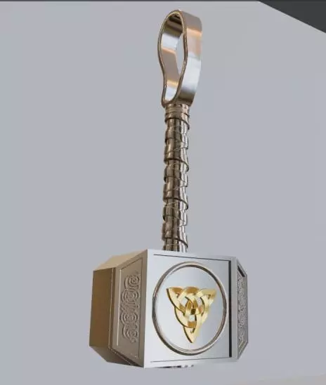 3D model of a Thor hammer pendant designed for 3D printing Free 3D print model