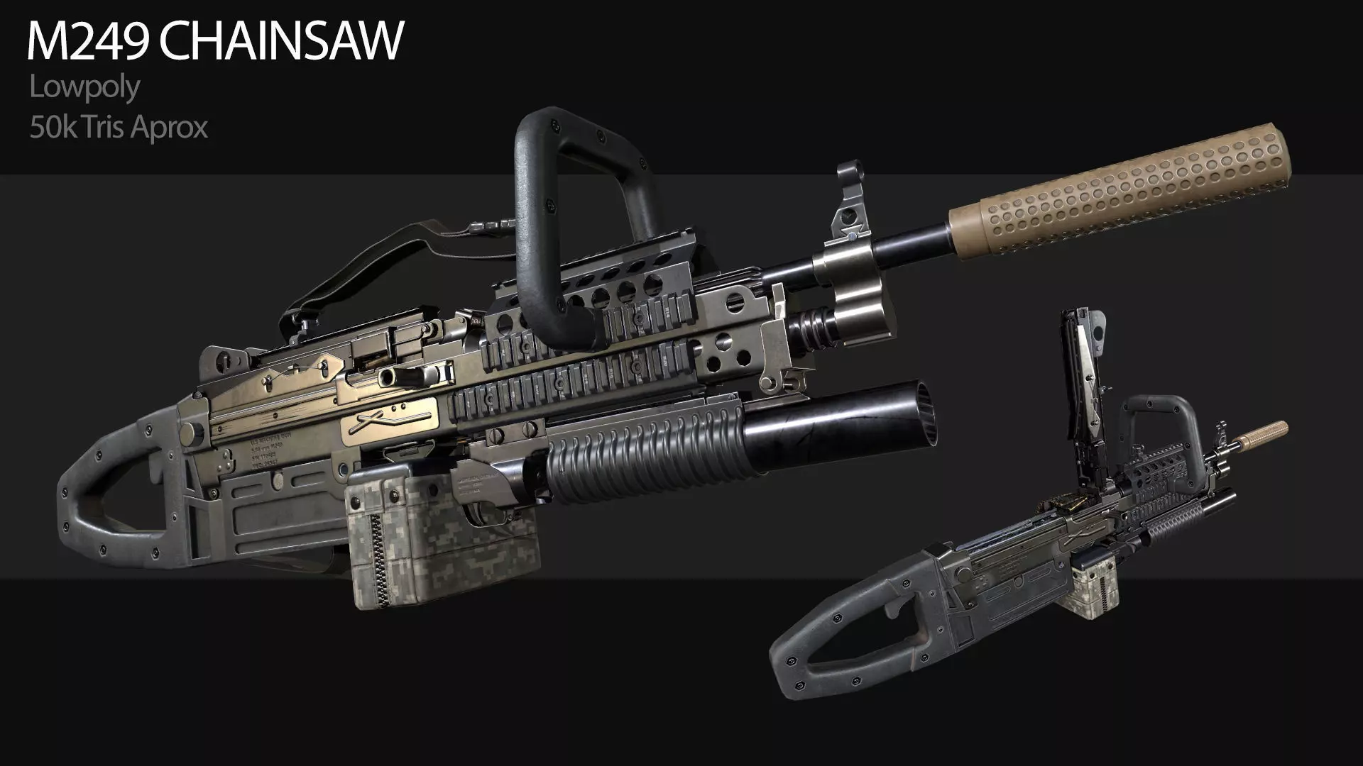 M249 Chainsaw Low-poly 3D model_0
