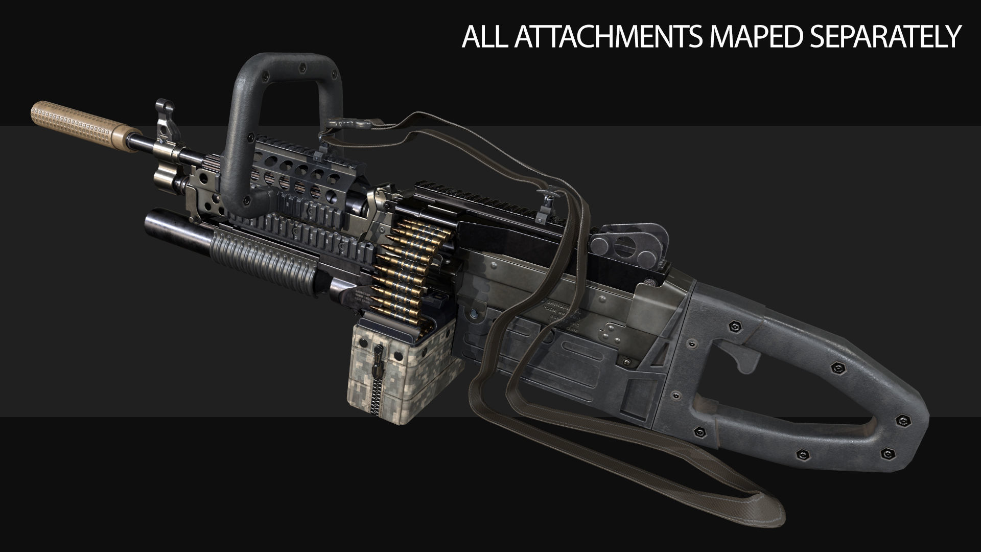 M249 Chainsaw Low-poly 3D model_2