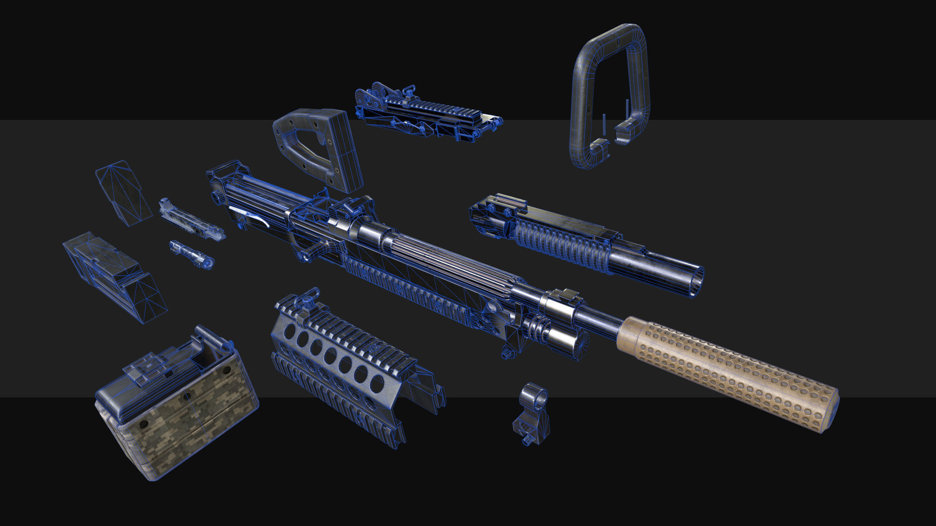 M249 Chainsaw Low-poly 3D model_4